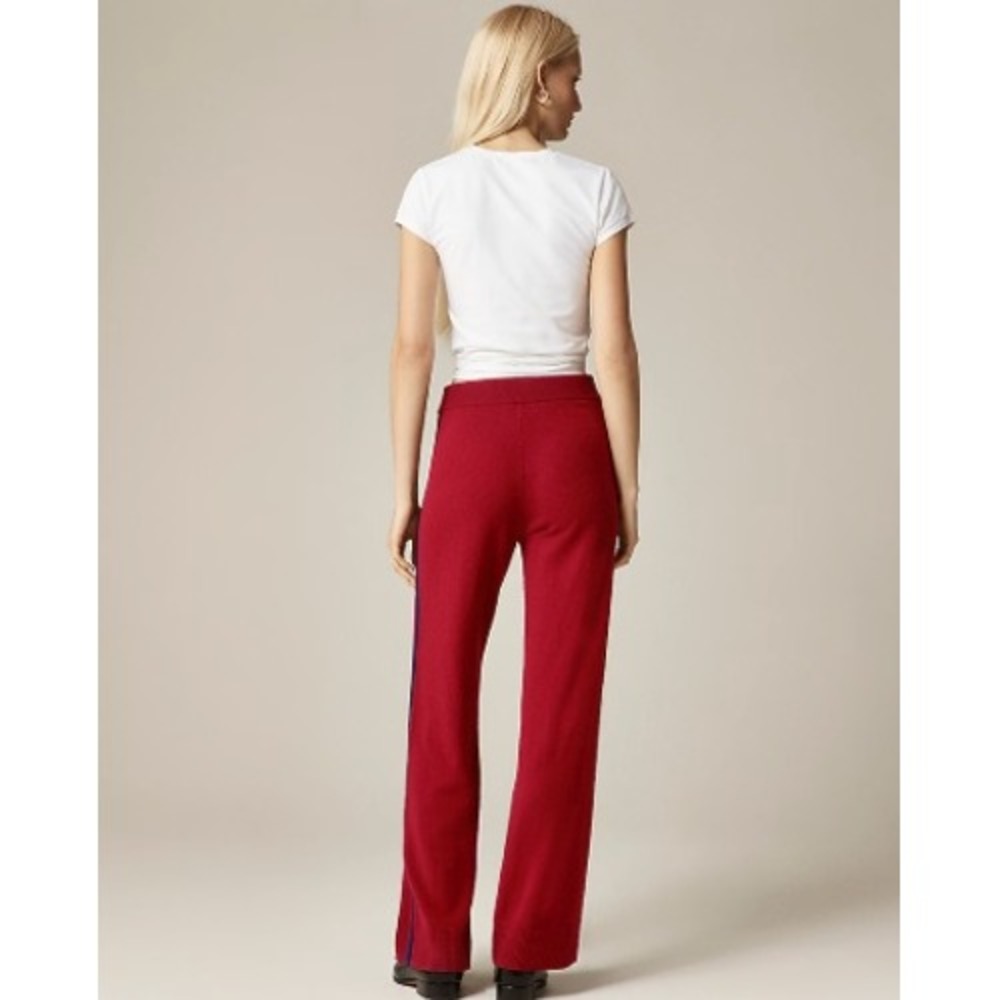 J.Crew Collection Cashmere Track Pants Women M Red Wide Leg Side Stripe $298 NWT - Picture 9 of 16